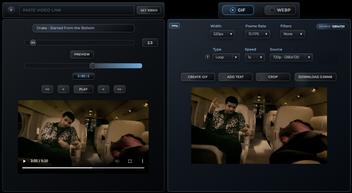 GifRun desktop GIF maker interface